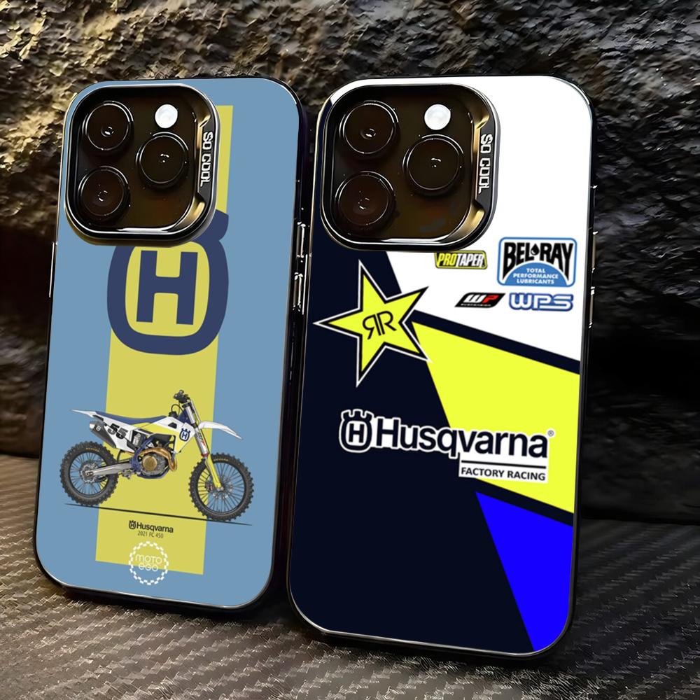 Phone Cases H&M - オートバイH-Husqvarnaes-S電話ケース lMDカラー シルバーシェル iPhone 17 16