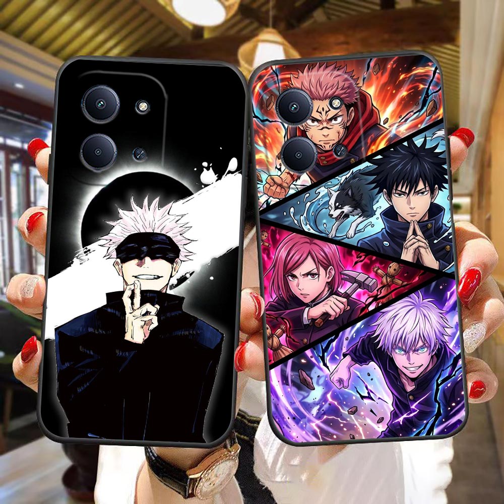 Phone Cases Jujutsu Kaisen - Redmi 17、A1、A2、A3、A5、A7、15、15C、14C、13C、13、12C、12、10、10C、9T、9C、9A、9、8、K60、K30対応のスマートフォンケース。デザイン：呪術廻戦、スクーナ、五条。