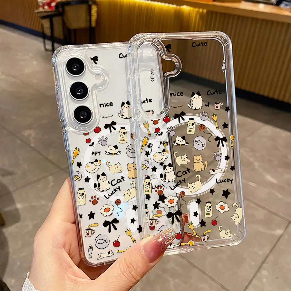可愛い猫柄マグネット式スマホケース Samsung S26  - Phone Cases Galaxy A16 5G のレビューと価格