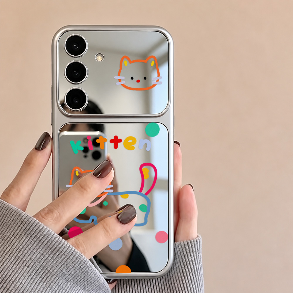 かわいい猫のデザインのスマートフォン用ミラーケース。Sams - Phone Cases Galaxy A16 5G のレビューと価格