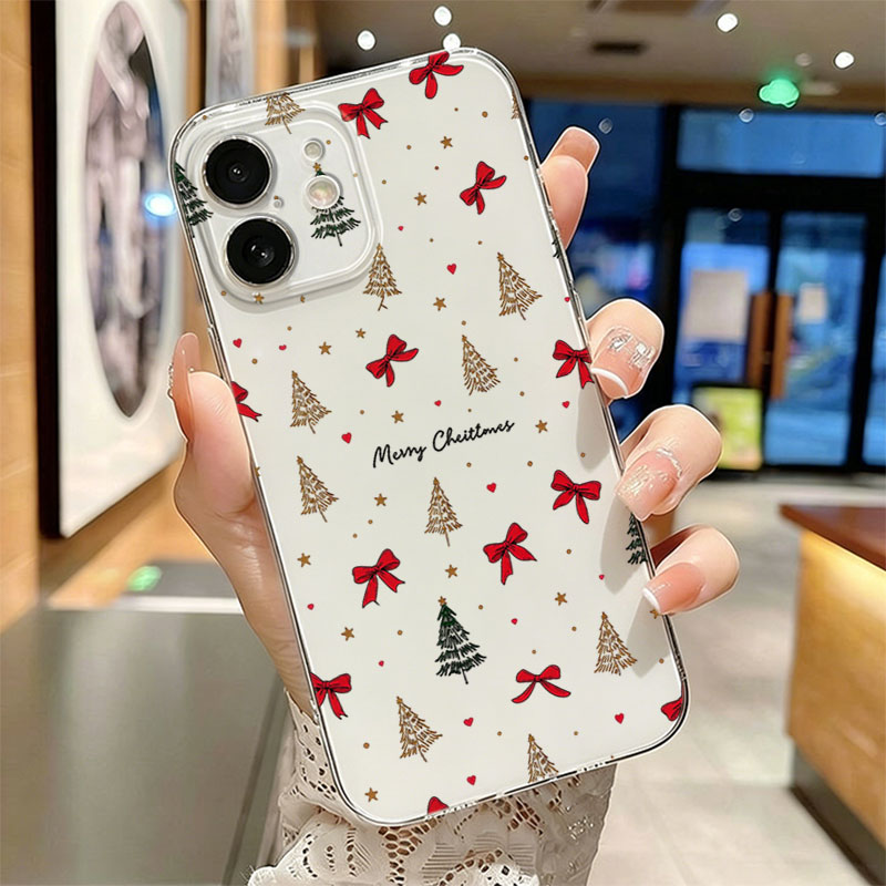 赤いリボンが付いたクリスマスデザインの透明耐衝撃スマホケース - Phone Cases Xr Iphone のレビューと価格