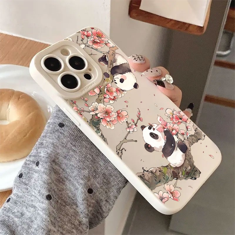 かわいいパンダ柄の桜模様のカメラ保護カバー付きiPhoneケ - Phone Cases Xr Iphone のレビューと価格