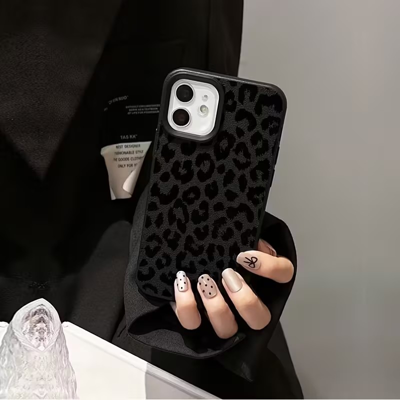 耐衝撃ブラックレオパードライチテクスチャソフトフォンケース  - Phone Cases Xr Iphone のレビューと価格